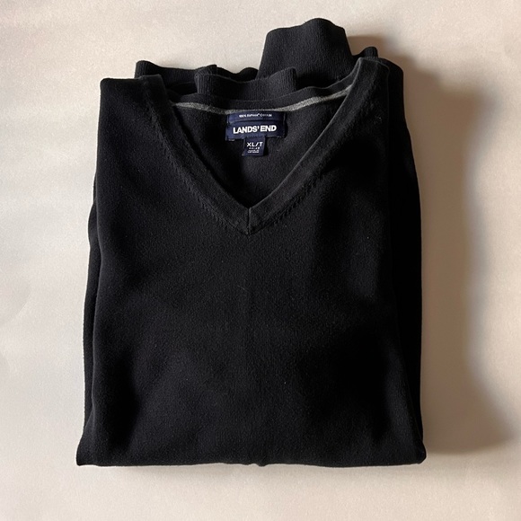 Lands’ End-  Supima Cotton V-neck Sweater - Black - Extra Large/ Tall - Picture 4 of 7